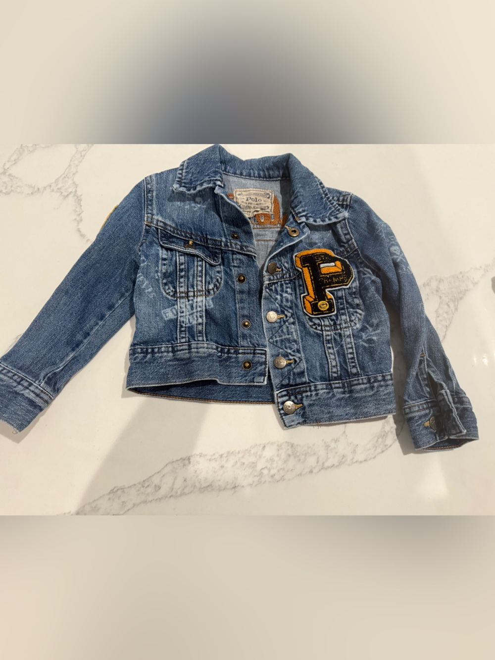 Vintage Rare Ralph Lauren Kids Blue Denim Jacket 3/3T From Pet Friendly Home